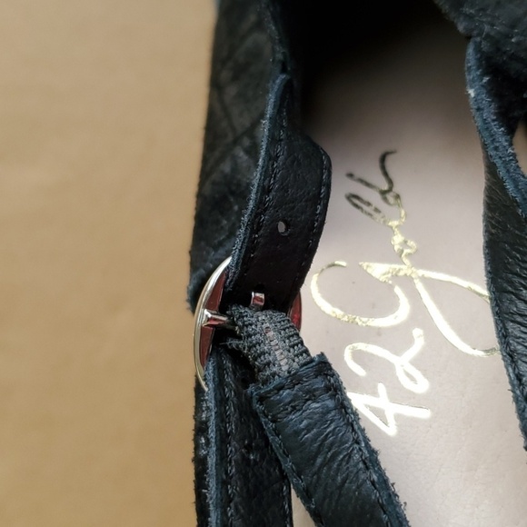 42 Gold NWOT black suede crocodile sling back heeled mule size 8 - Picture 8 of 9